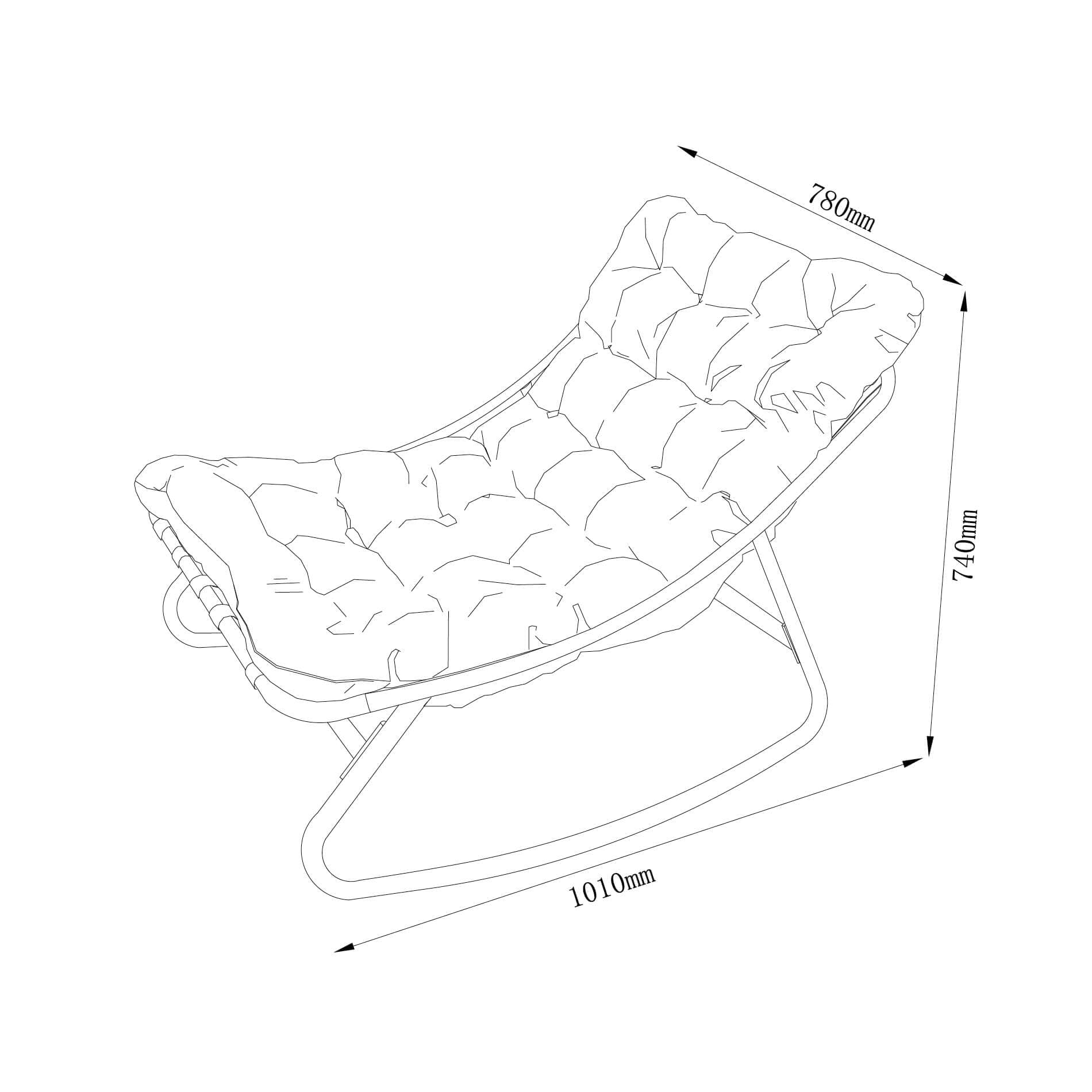 Rebecca Mobili Sillón Mecedora Grande, Silla Relax de Exterior, Gris Blanco, Acero Poliéster, para Interior o Exterior, Cojín Acolchado Alto - Dimensiones AxAnxFon: 74 x 78 x 101 cm - Art. RE7180
