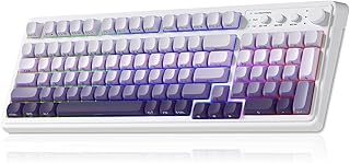 AULA S99 Wireless Keyboard, Tri-Mode Bluetooth/2.4GHz/USB-C Cute Creamy Gaming Keyboard with Number Pad RGB Backlit, Media Knob Custom Computer Keyboards for MAC Xbox PC Gamer - Gradient Purple