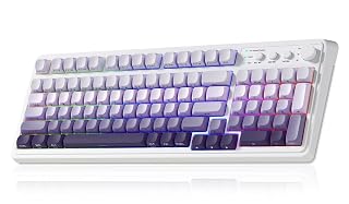 AULA S99 Wireless Keyboard, Tri-Mode Bluetooth/2.4GHz/USB-C Cute Creamy Gaming Keyboard with Number Pad RGB Backlit, Media Knob Custom Computer Keyboards for MAC Xbox PC Gamer - Gradient Purple - Amazon product rated Grade A