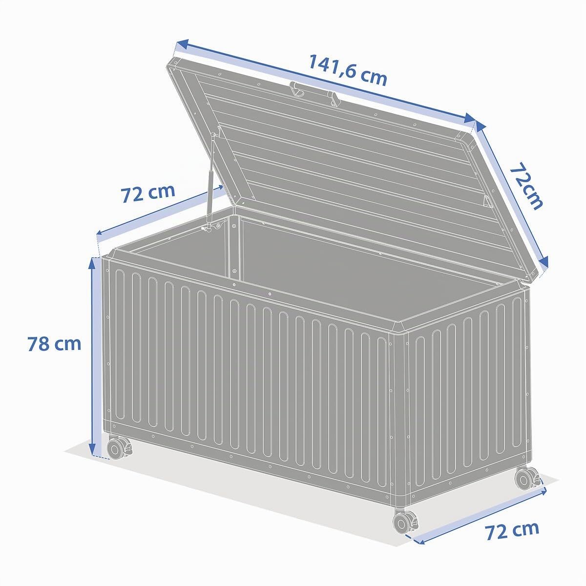 HESPERIDE - Coffre de Rangement Extérieur Edenio 670L Graphite - Structure Acier Galvanisé et Aluminium - Etanche et Mobile - Mobilier pour Jardin, Balcon, Terrasse
