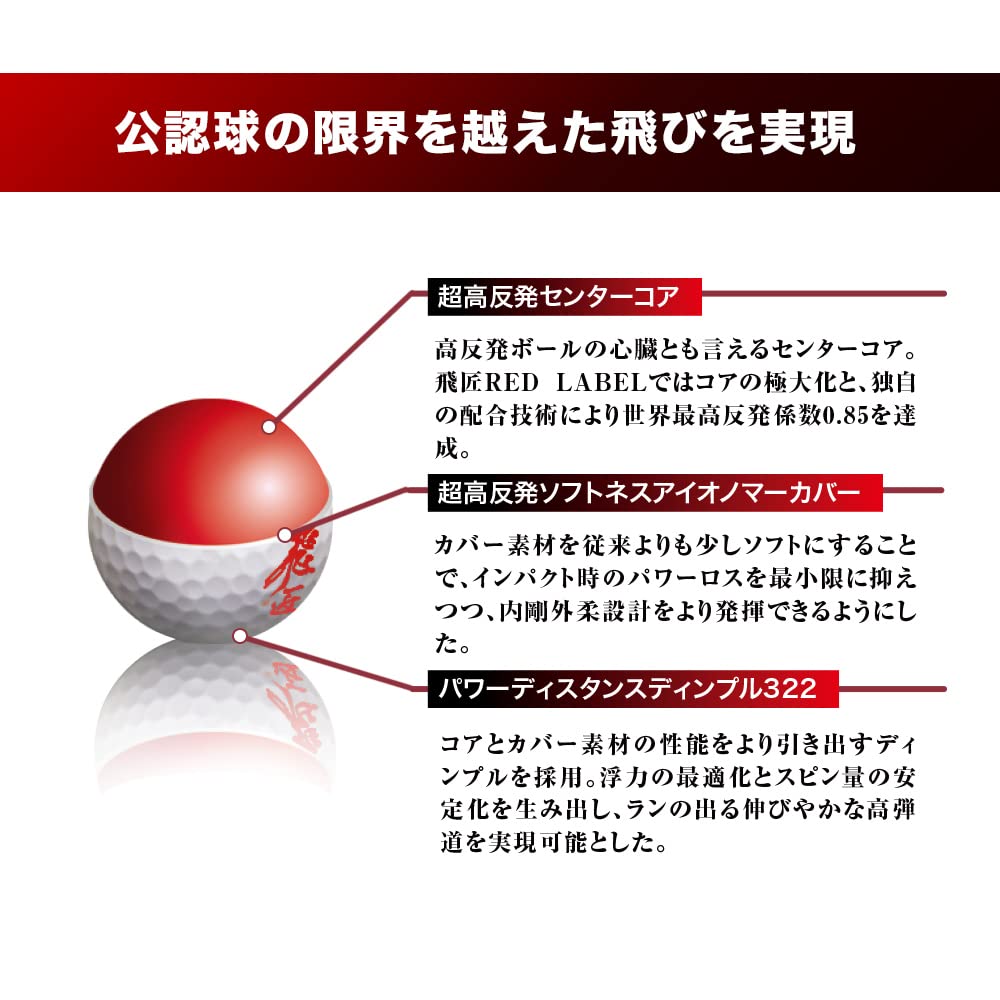 Amazon | ワークスゴルフ(WORKS GOLF) ゴルフボール 飛匠 レッドラベル