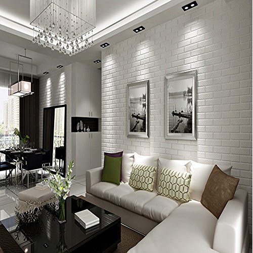 YangYun Home Decoration Papier peint moderne en PVC non collé Motif briques texturées 3D pour salon/télévision/hôtel 0,53 m (l) x 10 m (L) = 5,3 m² Cover
