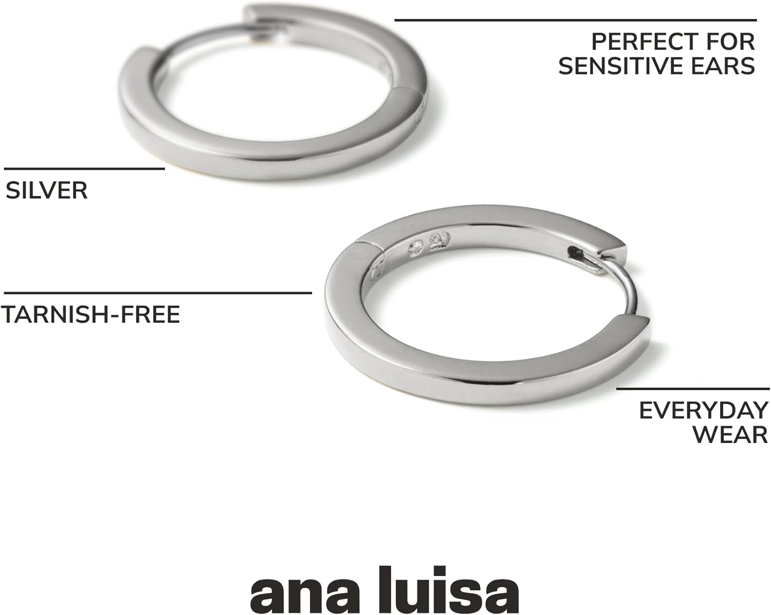 Ana Luisa Trendy Huggie Hoop Earrings for Women - 14K Gold Plated or Sterling Silver Hoop Earrings - Small, Dainty, Hypoallergenic, Water-Resistant, Tarnish-Free Hoops - Jewelry Perfect for Stacking - Image 6