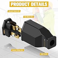 Vista 4 de Treela 20 piezas de reemplazo de enchufe de cable de extensión, extremos de cable de extensión hembra, 125v 15a 2 polos 3 cables, conector recto