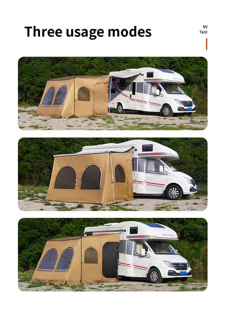 Markisenzelt für Wohnmobil, Campingbus & Wohnwagen – Sonnenschutz, Winddicht, Wasserdicht, Insektenschutz – Vorzelt Seitenwand für Wohnanhänger & Reisemobil