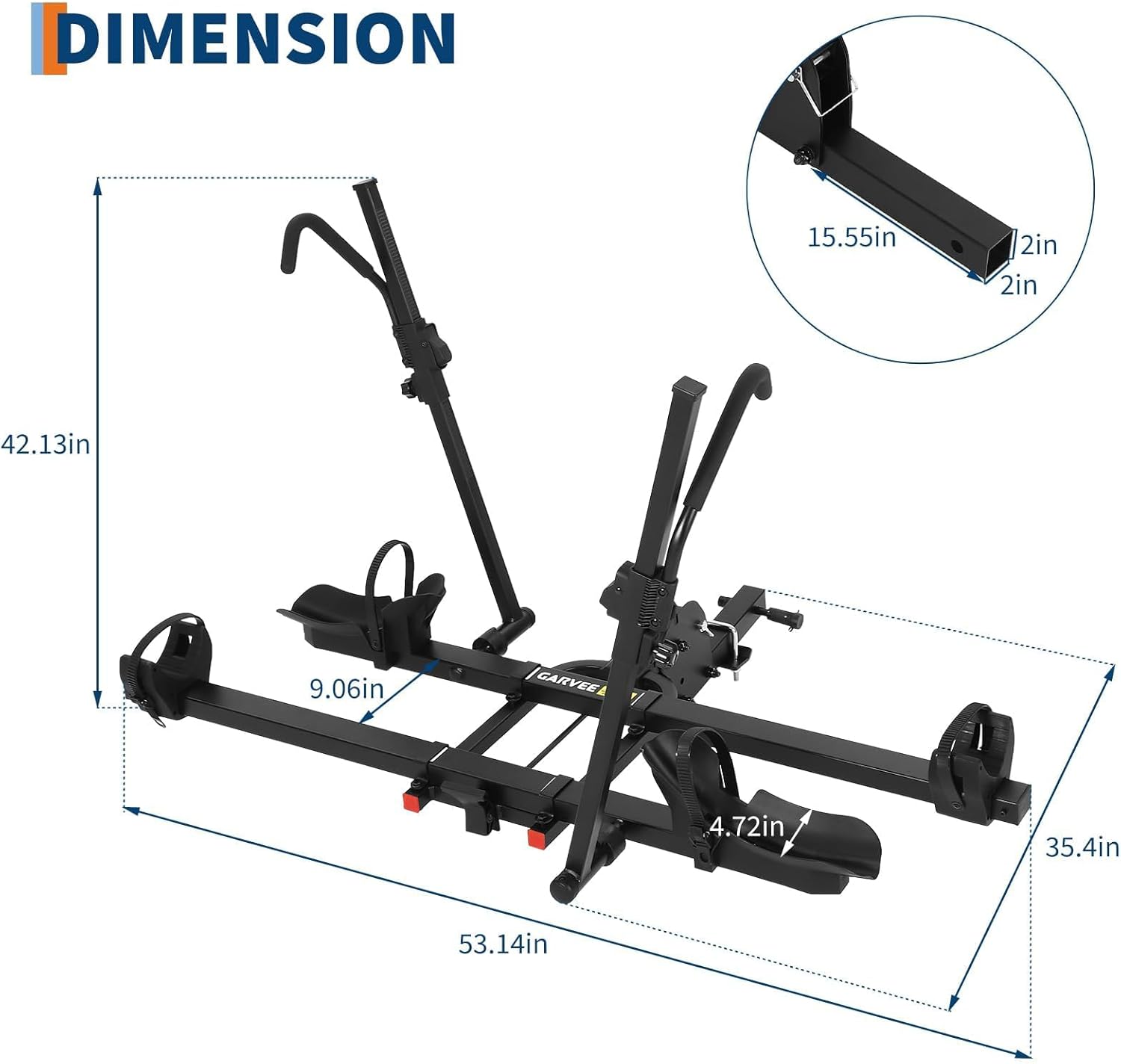 Hitch Bike Rack, 220lbs 2-Bike Hitch Rack with Tilt, Fold, Soft Frame Clamp & Safety Straps, 2" Receiver, Up to 5.0" Fat Tire, Heavy Duty Bike Carrier for Car, SUV, RV, Truck
