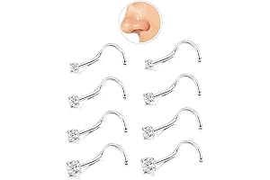 Nose Rings Screw Studs: 8Pcs Hypoallergenic Nose Piercing Stud Jewelry