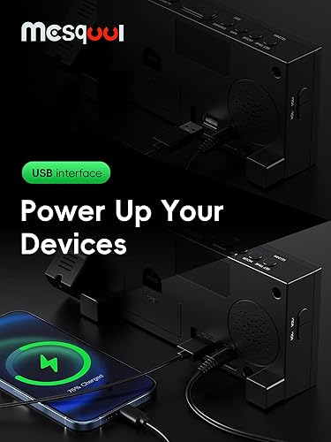 Miniatura 7 de Reloj despertador digital de proyección con agitador de cama para dormitorio, reloj despertador extra fuerte para dormir pesado, reloj proyector de