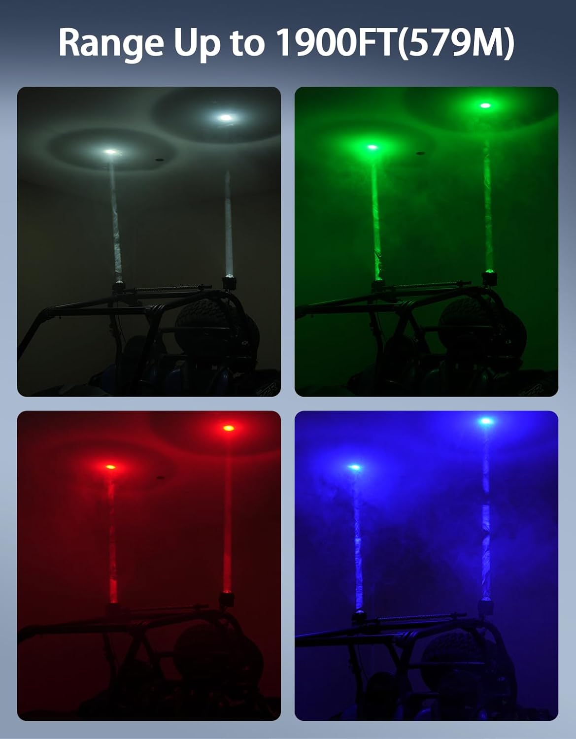 Whipless LED Laser Whip Lights with Mounts Fits 1.5''-2'' Roll Cage, Multi-Color Alien Lights with Switch & Remote for SXS, Compatible with Polaris RZR Can-Am Maverick X3 CFMOTO Kawasaki
