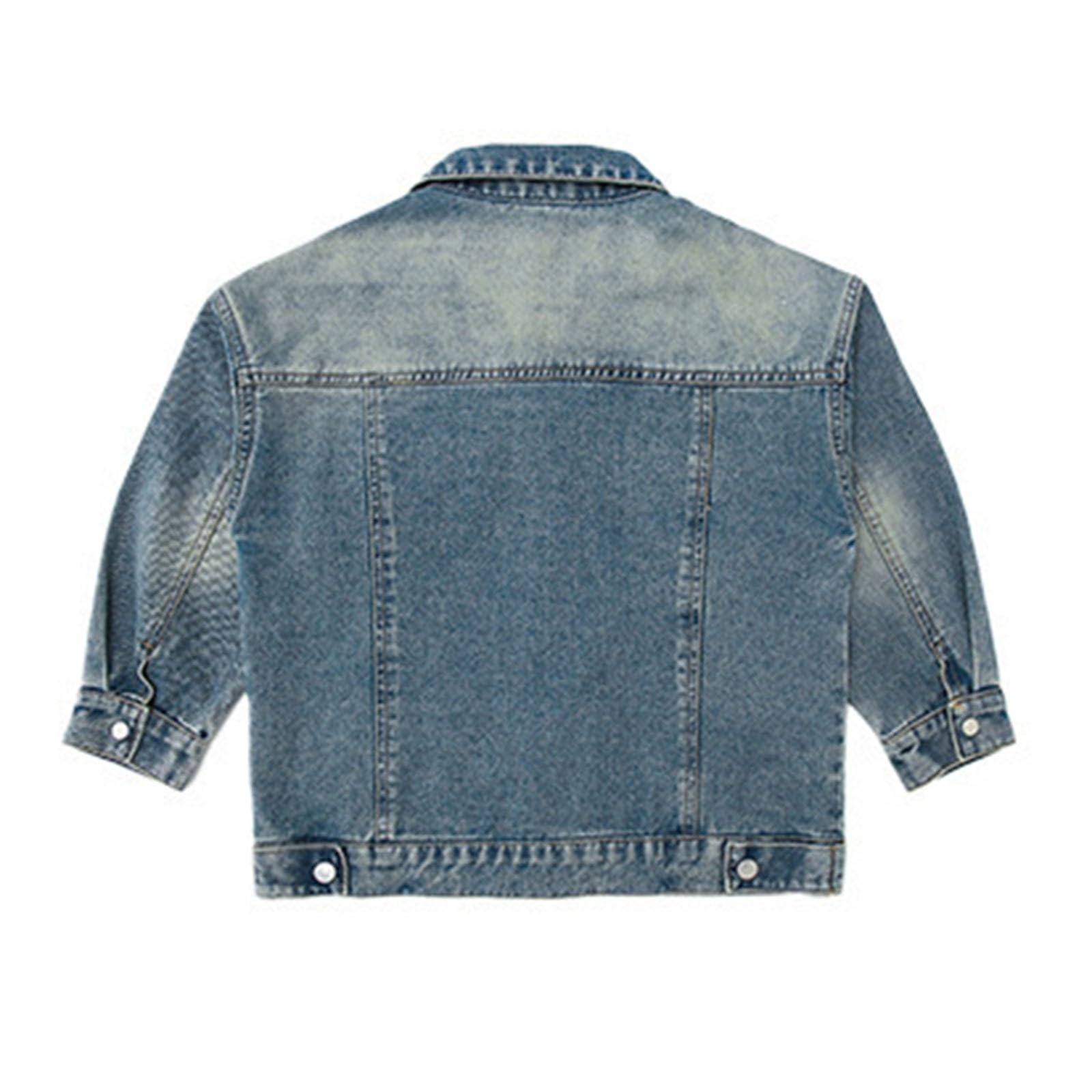 Generisch Veste en jean élégante pour enfants (garçons et filles) - Manteau d'automne décontracté avec col à revers