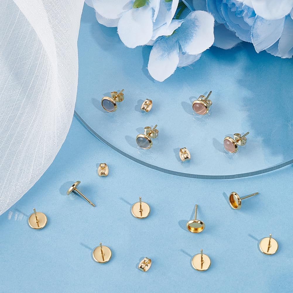 Beebeecraft 1 Scatola 10 Pezzi Orecchini A Bottone A Fiore Orecchini A Bottone in Cristallo Placcato Oro 18K con Zirconi Cubici con Anello Pendente e Dadi per Orecchino Foro da 1.5 mm