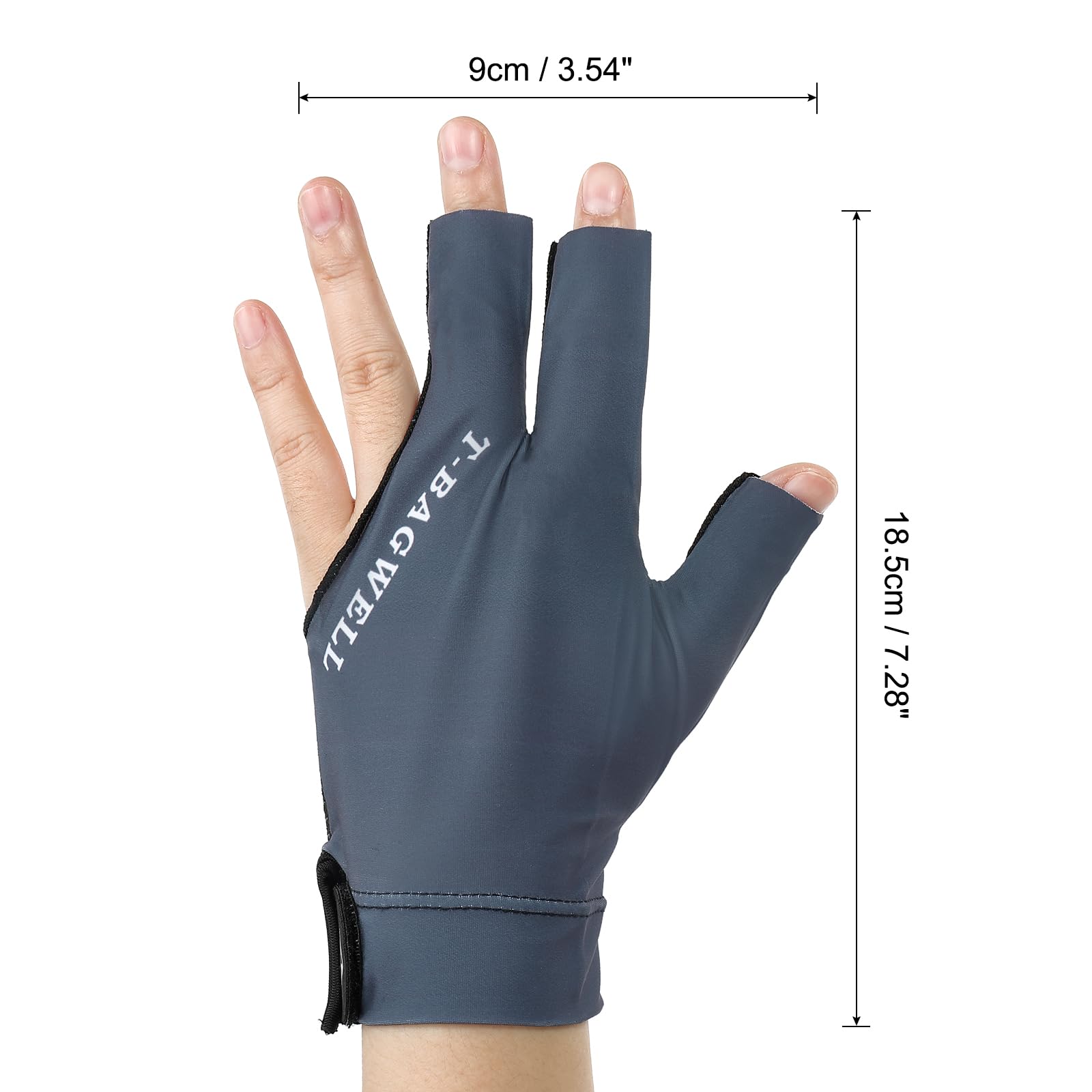 PATIKIL 3 Finger Pool Glove Left Hand, Billiard Gloves for Shooter Carom Pool Snooker Cue Sport Blue - Image 2