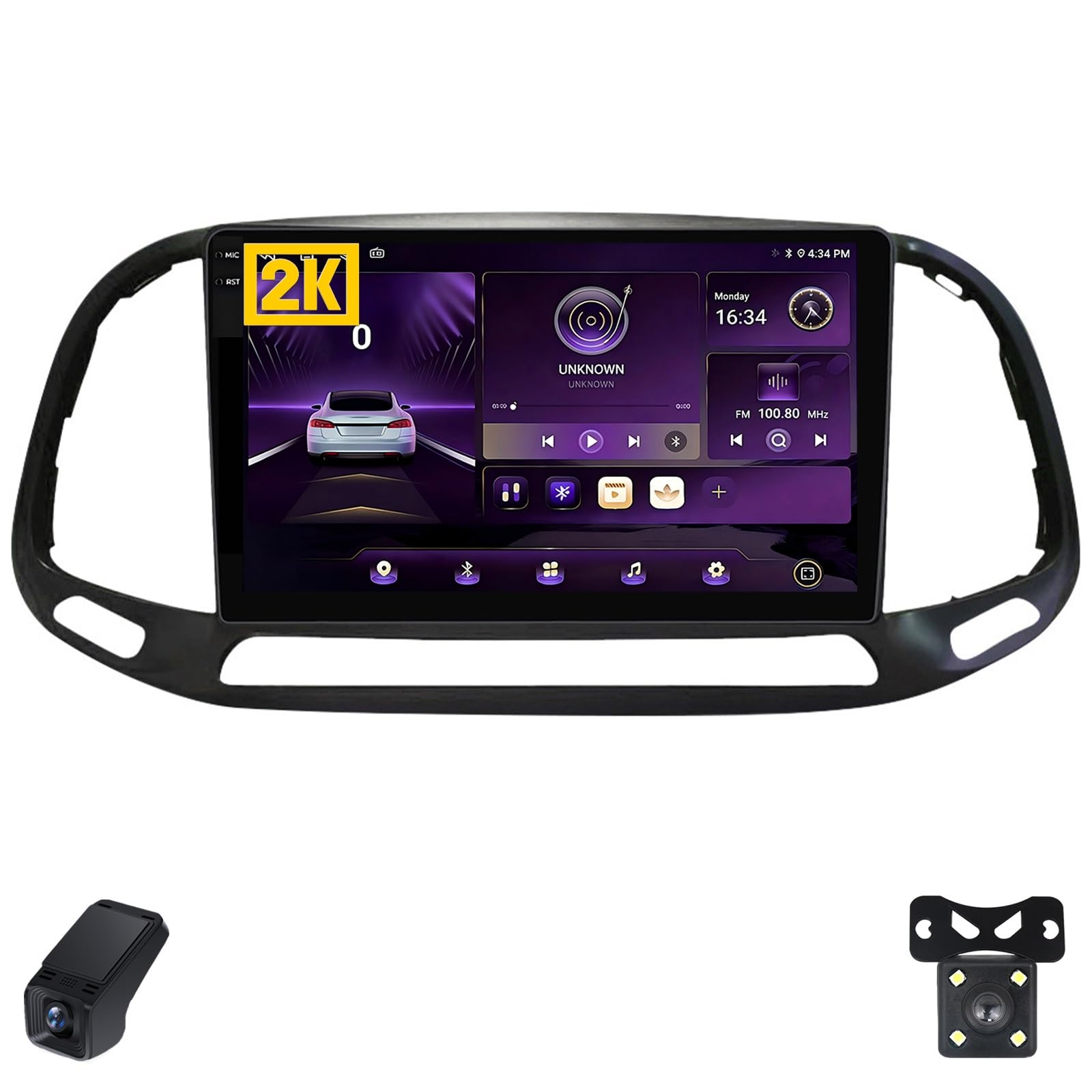 2K Radio Samochodowe dla Fiat Doblo 2015-2019 Ekran Dotykowy QLED Android 13 9-Inch/Bezprzewodowe CarPlay/Android Auto/WiFi/FM AM RDS Radio/GPS/Bluetooth/Kamera Cofania/ADAS DVR(M700S 2K)