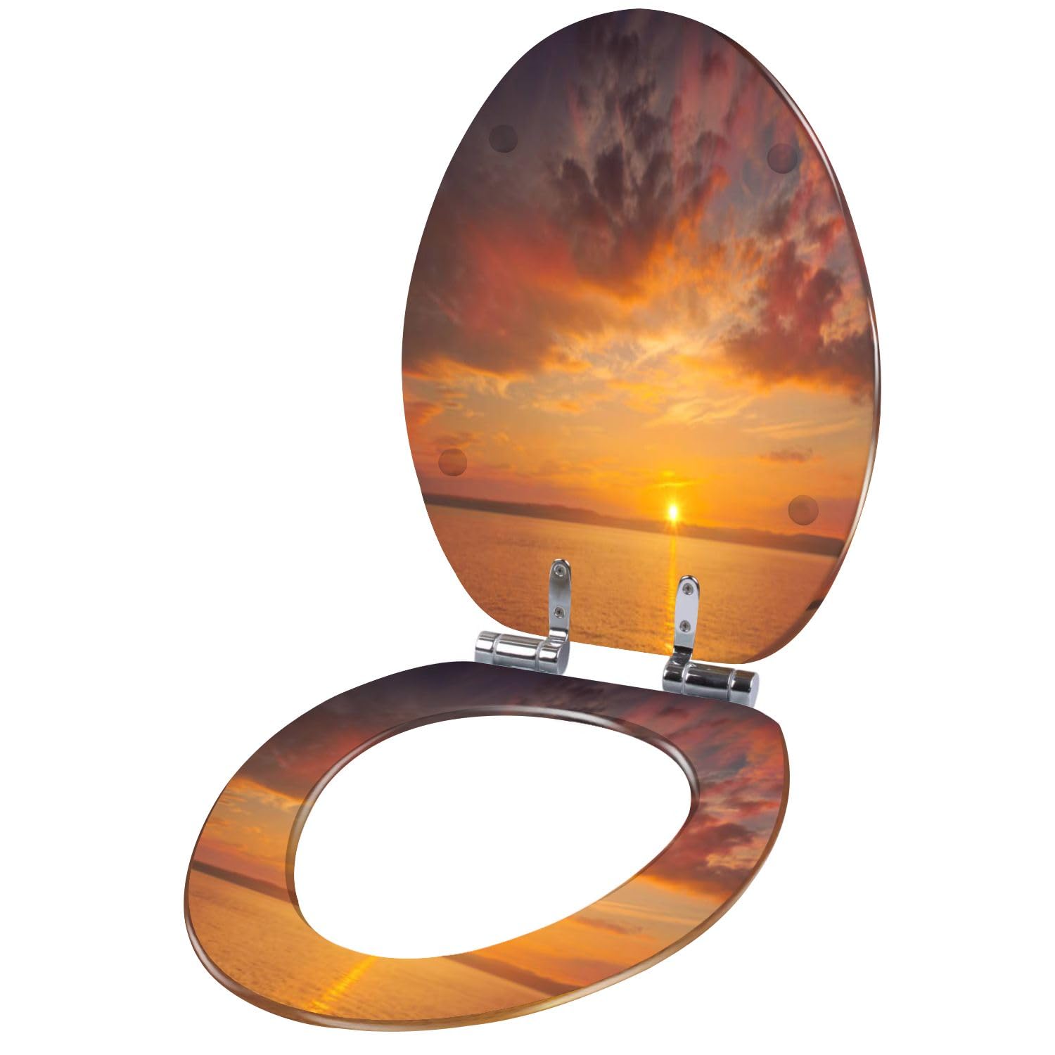 Gutuyehkea Multi7 Elongated Lighthouse Sunset Resin Toilet Seat Slow Quiet Close Quick Release Hinges Easy To Clean 18.5X14.5(Multi7)