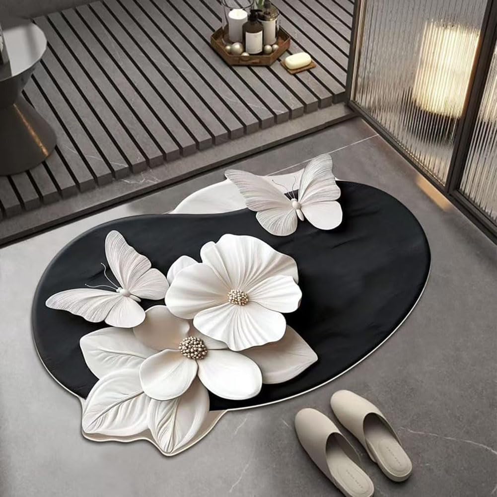 Tapis illusion d'optique absorbant et ultra sécurisé pour une salle de bain moderne et sans glissade