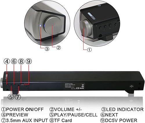 Miniatura 3 de TOPROAD Altavoz Bluetooth, altavoz inalámbrico portátil, altavoz alimentado por USB con sonido HD fuerte, Bluetooth 5.0, micrófono integrado, para