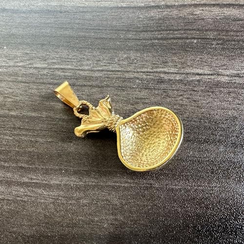 18K Gold Plated Iced Out Stainless Steel Money Bag Pendant Dollar Sign Necklace3