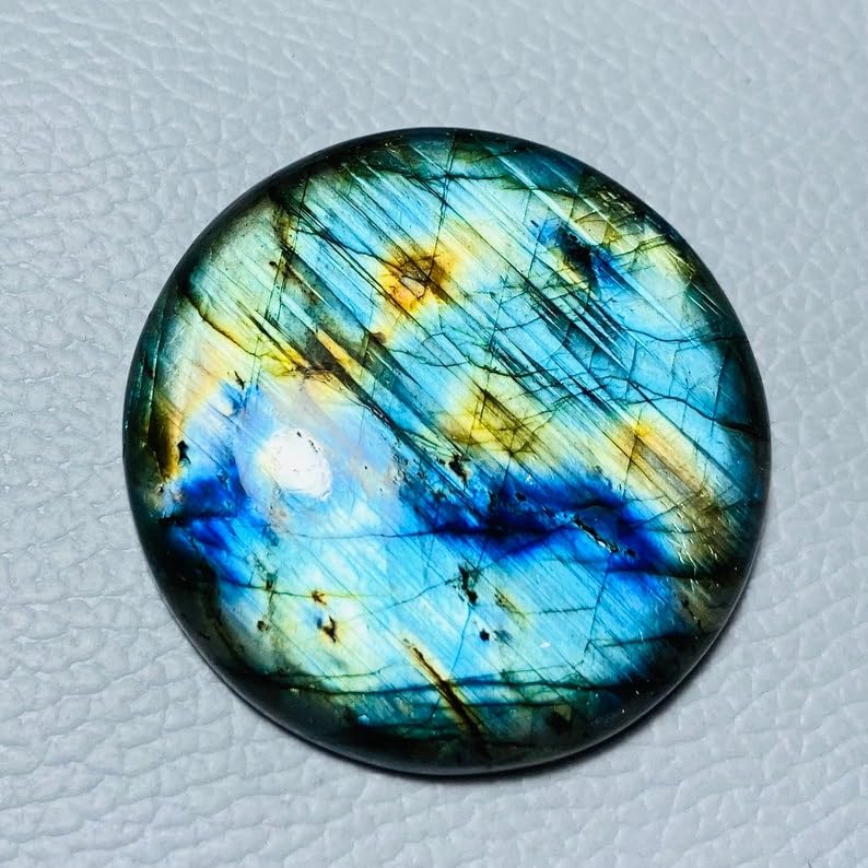 Cabochon rond en labradorite naturelle 42mm pour création de bijoux DIY