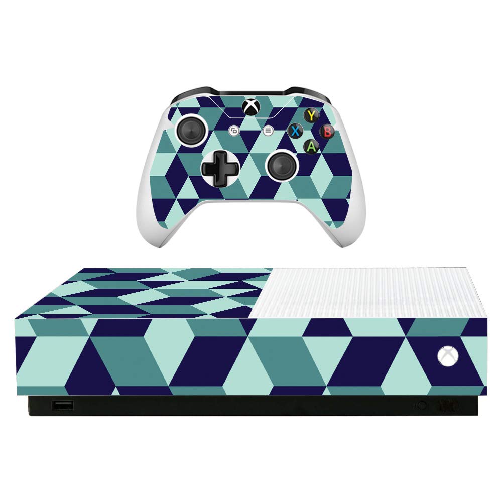 MightySkins Skin for Microsoft Xbox One S All-Digital Edition - Geo Tile | Protective, Durable, and Unique Vinyl Decal wrap Cover | Easy to Apply, Remove, and Change Styles | Made in The USA