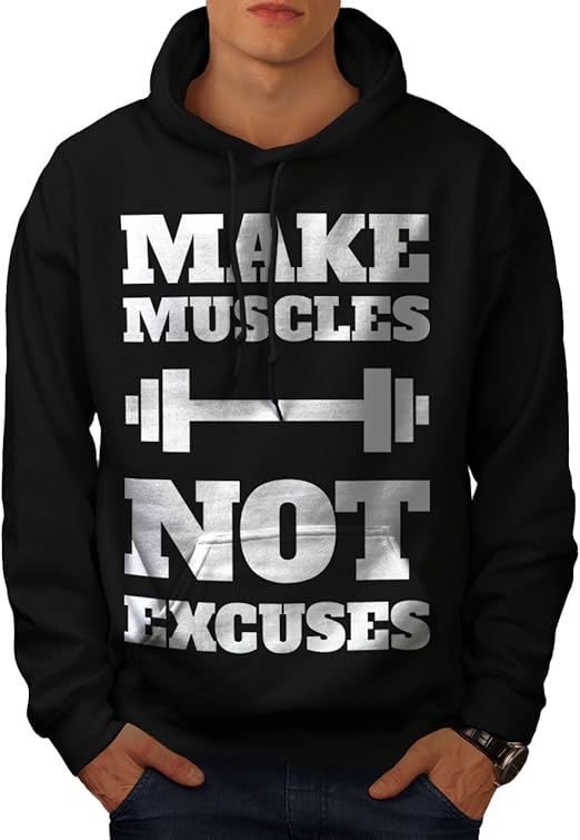 Wellcoda Make Tough Muscles Mens Hoodie, No Casual Hooded Sweatshirt