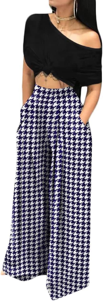 Swallow Gird Wide Leg Pants for Women, Palazzo Pants for Women with Pockets (Swallow Gird-Blue, M) - Image 2