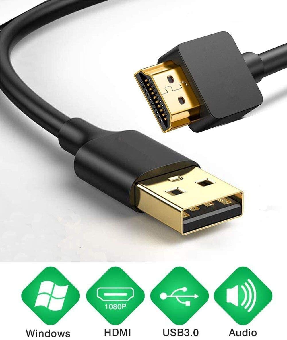 Bukeer USB to HDMI Adapter Cable for Mac iOS Windows 10/8/7/Vista/XP, USB 3.0 to HDMI Male HD 1080P Monitor Display Audio Video Converter Cable Cord