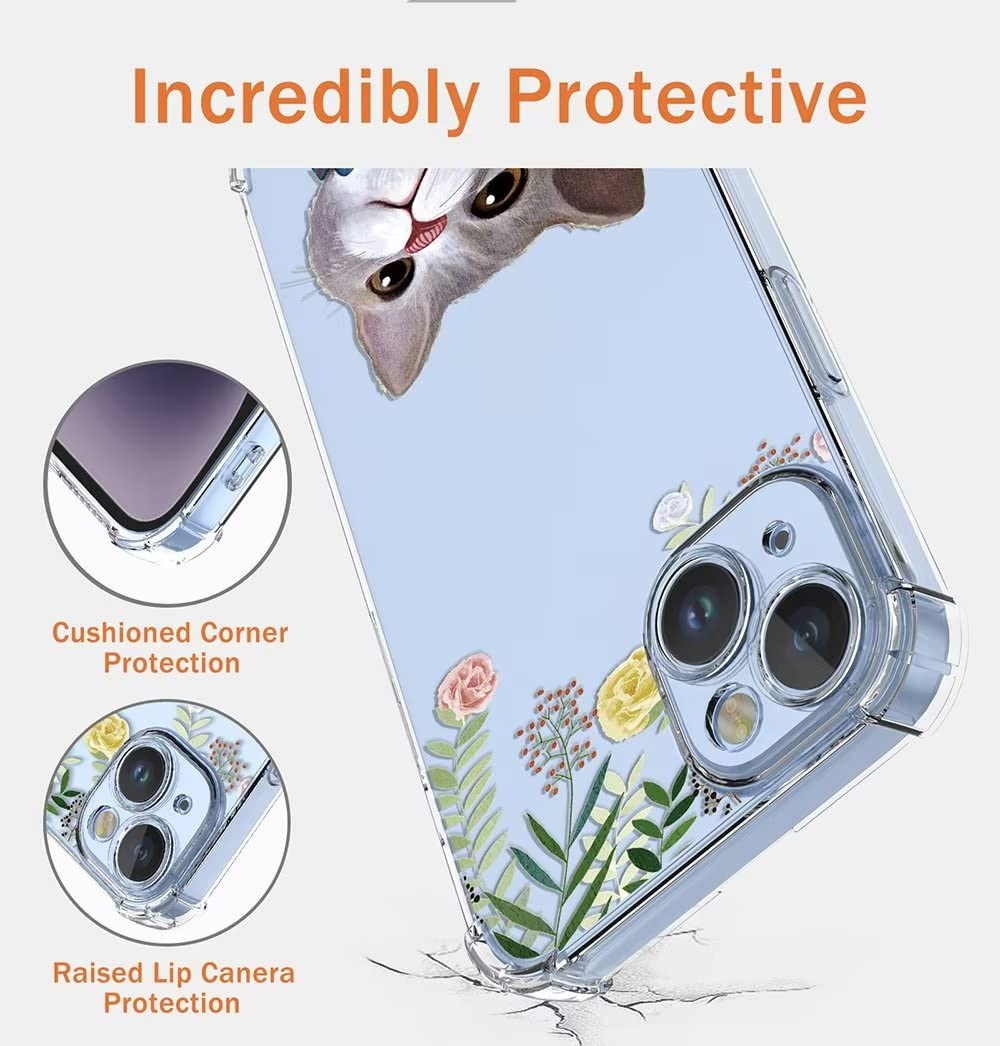 Custodia HFICY Per Motorola Moto G14 4G – Cover Morbida TPU Colorata Retro Trasparente