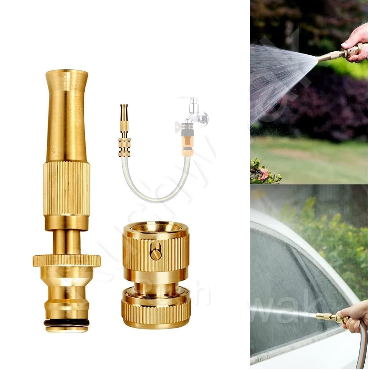 Metal Nozzle,Spray Nozzle with Connector Adjustable Twist Hose Nozzle 1/2 Inch No-Leak Garden Water Hose Nozzles Connector for Car Cleaning Watering Plants-image-32