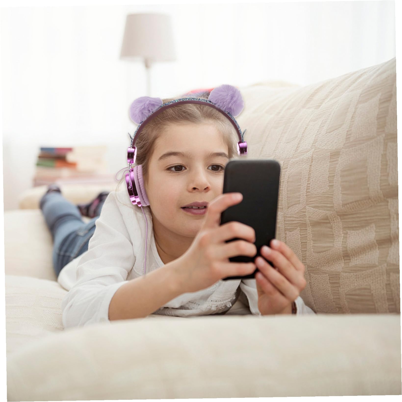 Mikikit 2pièces Casque Ear pour Garçon Fille avec Design Oreilles De Chat Écouteurs Filles Et Garçons Parfait pour Voyages Activités Scolaires
