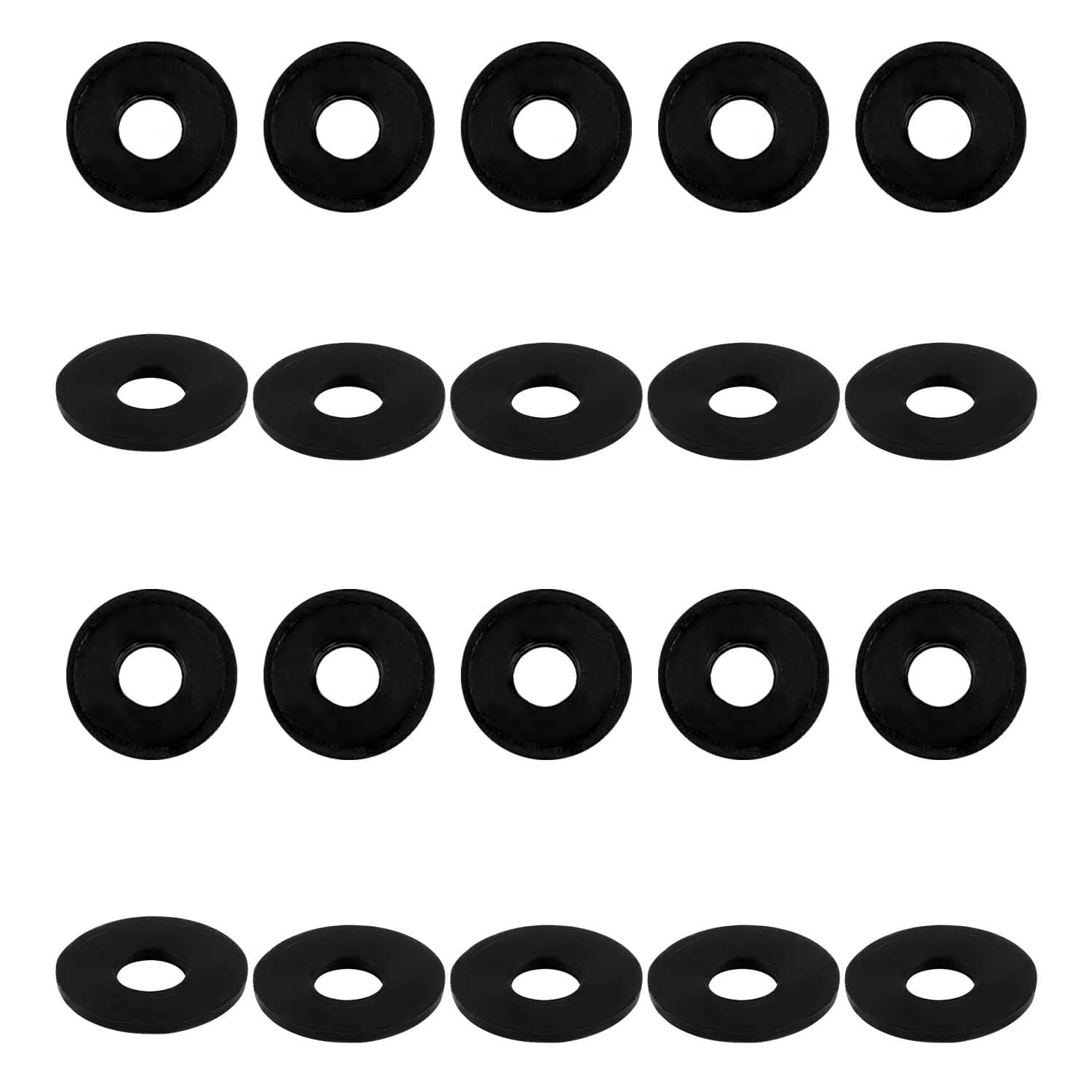 Bettomshin 100Pcs M5 Nylon Flat Washers，15mm OD 5mm ID 1mm Thickness Metric Sealing Spacer Gasket Ring for Faucet Pipe Water Hose Nut Valve Black
