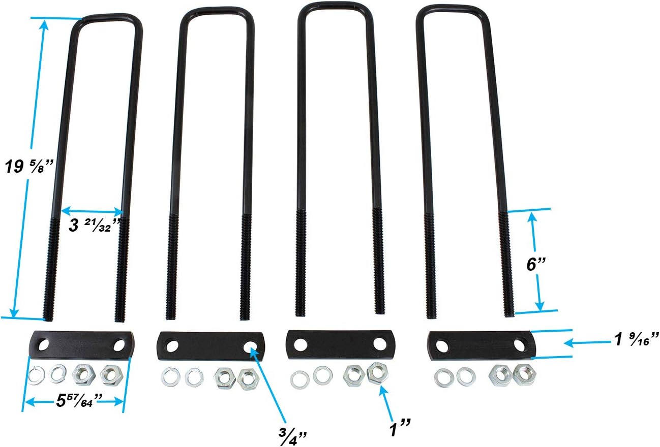 Mytee Products Mounting Kit for Headache Racks - Cab Rack Installation Kit - Includes U-Bolts, Tie-Plates, Nuts