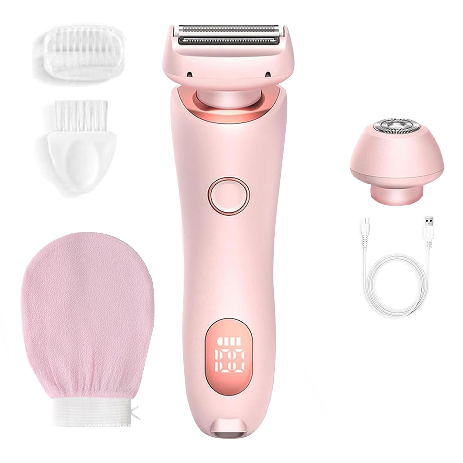Boulina Glisse Pro Rasierer Damen, wasserdichter Nass- und Trockenrasierer mit LED-Anzeige, Bikini-Trimmer (Rosa)