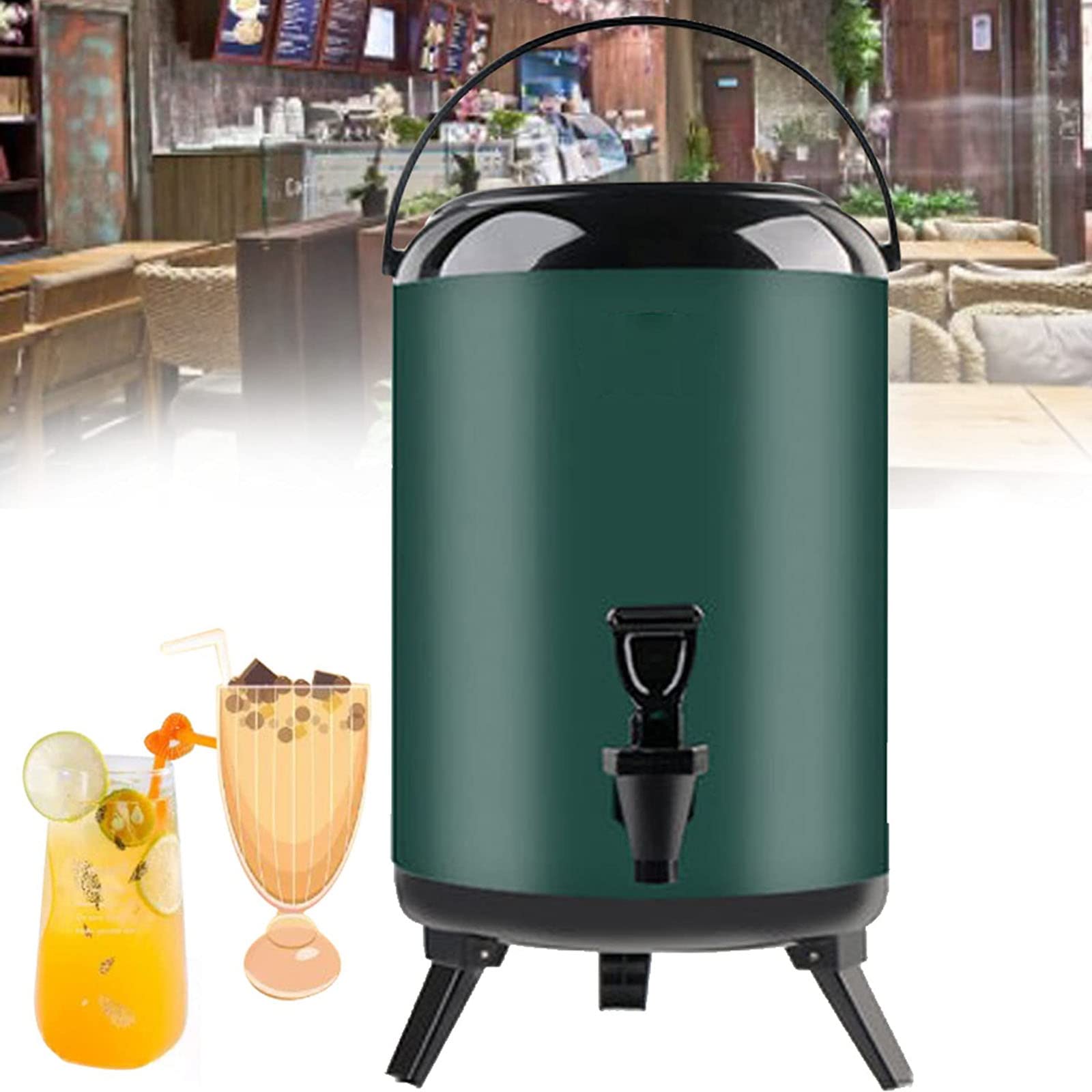 MYUYEE Commercial Insulated Beverage Dispenser, Stainless Steel Milk Tea Insulation Bucket, Coffee Urn Insulated Container Large Capacity,Stainless Steel Bucket (C-6L)