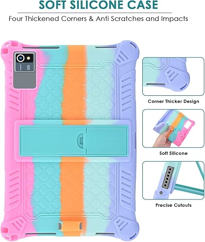 Miniatura 7 de DETUOSI Funda de silicona para tablet Okaysea de 10.1 pulgadas, con lápiz capacitivo y correa para el hombro, funda con soporte multiángulo, funda