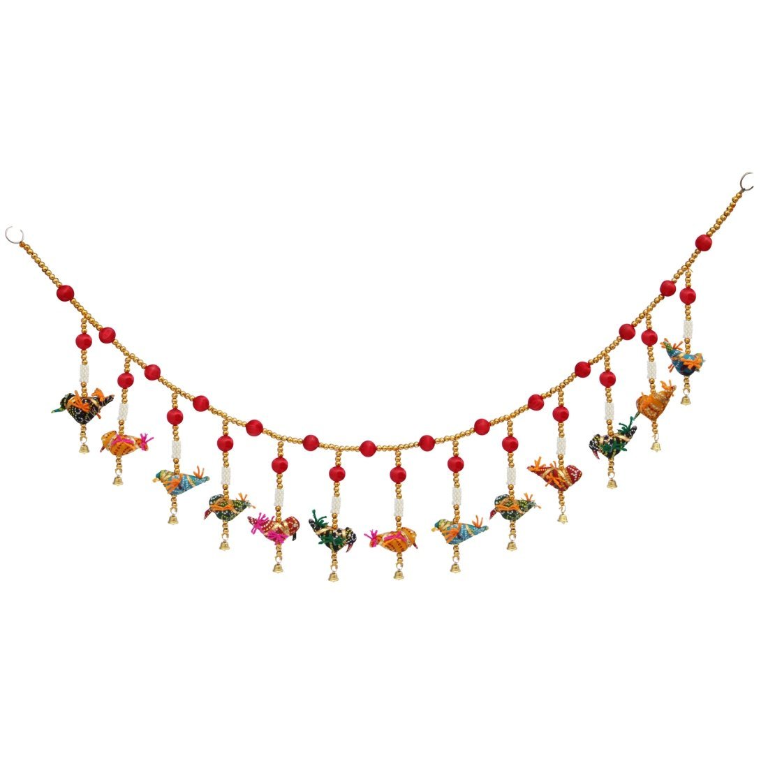 Handicrafts ParadiseBeads with Multiple Birds Cloth Door Hanging (100 cm x 2.5 cm x 14 cm, Multicolor)