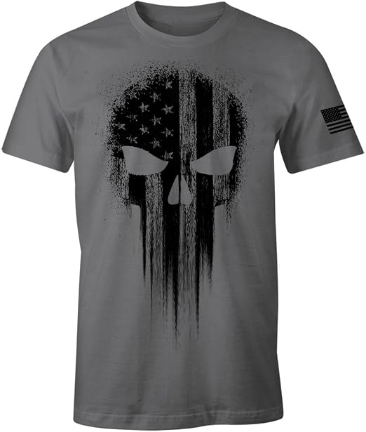 USA Military American Flag Black Skull 