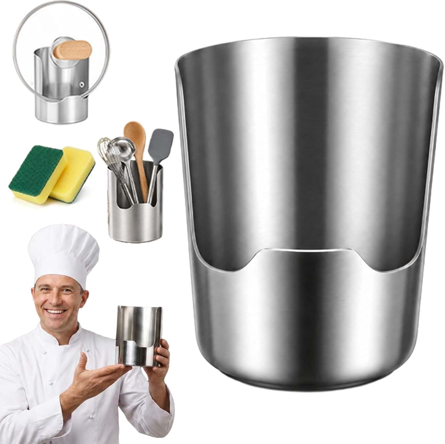 Multifunctional Kitchen Utensil Holder Stainless Steel Spoon Rest,1Pc