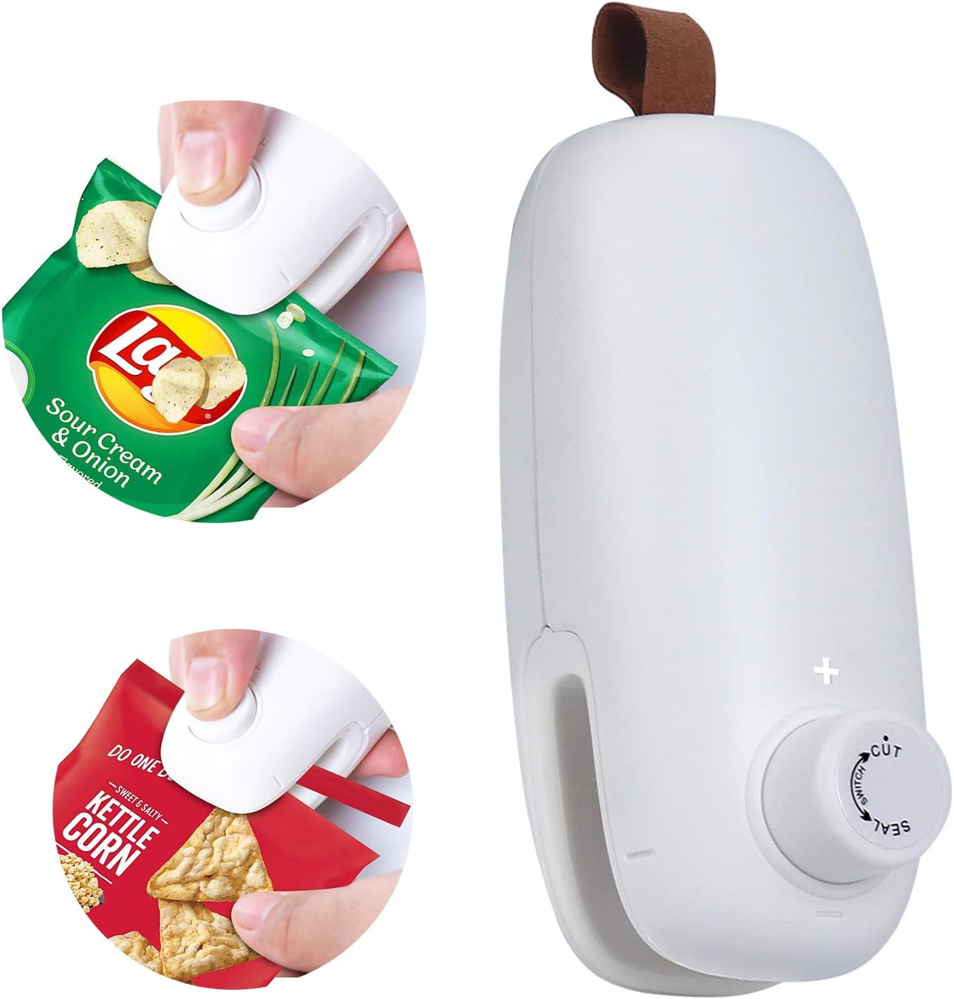 Chip Bag Sealer Heat Seal, 2 in 1 Mini Portable Sealer and Cutter Handheld Kitchen Sealing Machine for Plastic Bags Food Storage Bag (Battery Not included)