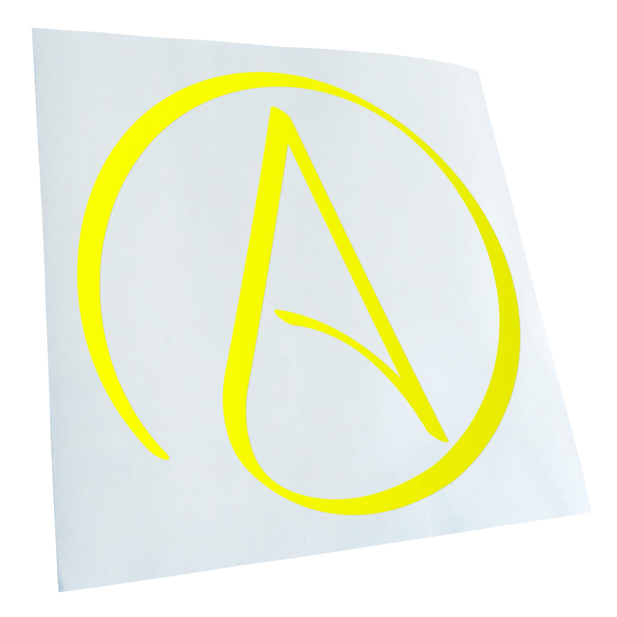 Kiwistar - Car Sticker - Neon Yellow - 60 x 60 cm Atheism - Atheist - Rear Window Car Sticker Weatherproof for Car Truck Moped Truck - Sticker Exterior Self-Adhesive Tuning Accessories for Window