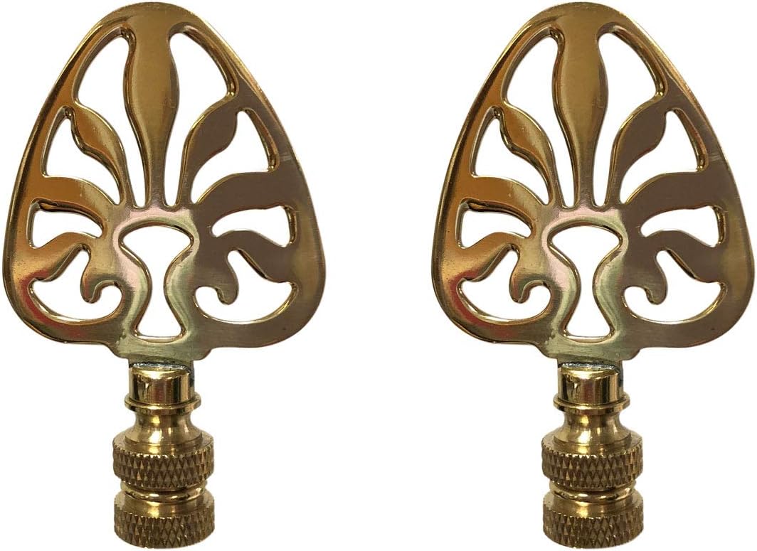 Royal Designs Rising Sun Filigree Design 3" Lamp Finial for Lamp Shade, Polished Brass - Set of 2