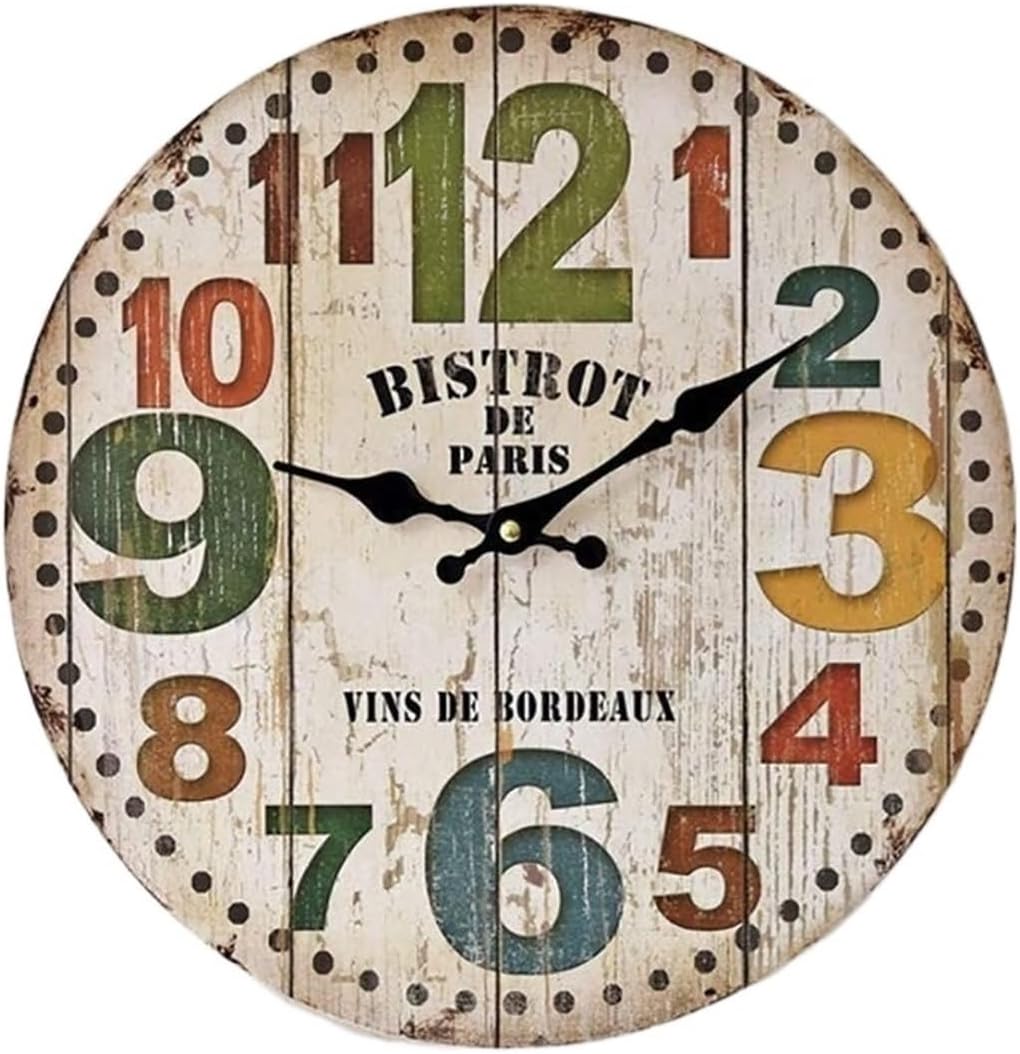 12 Inch Large Wall Clock,Non-Ticking Quartz Decorative Clocks Large Display Big Numbers Silent