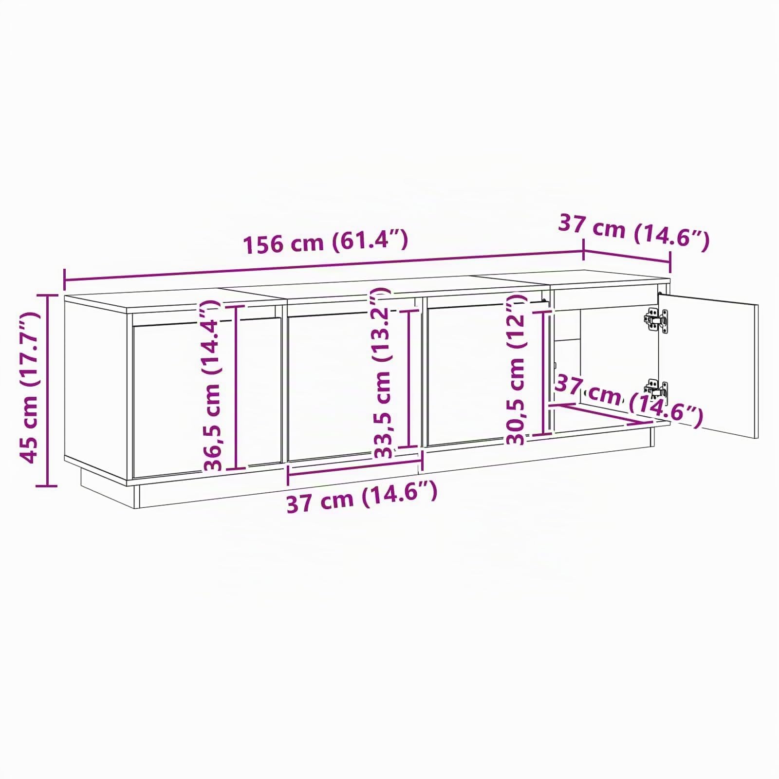 vidaXL Mobile TV Marrone 156 x 37 x 45 cm Legno Multistrato, Armadio Rettangolare Moderno per Soggiorno, Console Media Durevole, Tavolo per TV con ripiano Aperto
