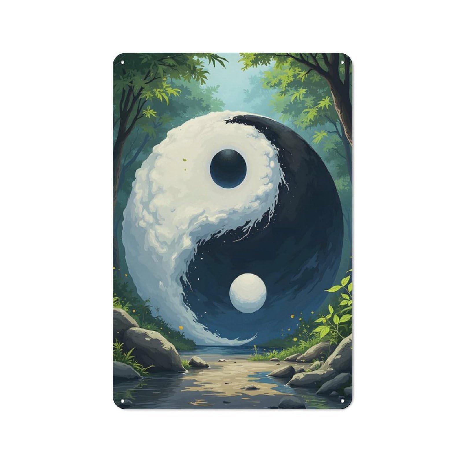 Anime Yin Yang Nature Vintage Tin Sign 30x20cm, Country Style Bistro Wall Plaque for Bakery, Diner, Cafe Or Family Room