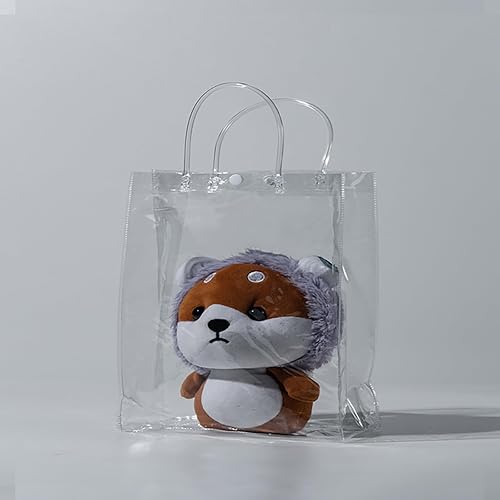 Miniatura 10 de OfficeCastle Paquete de 10 bolsas de regalo medianas transparentes, 8 x 3.1 x 8 pulgadas, bolsas transparentes con asas, bolsas de compras