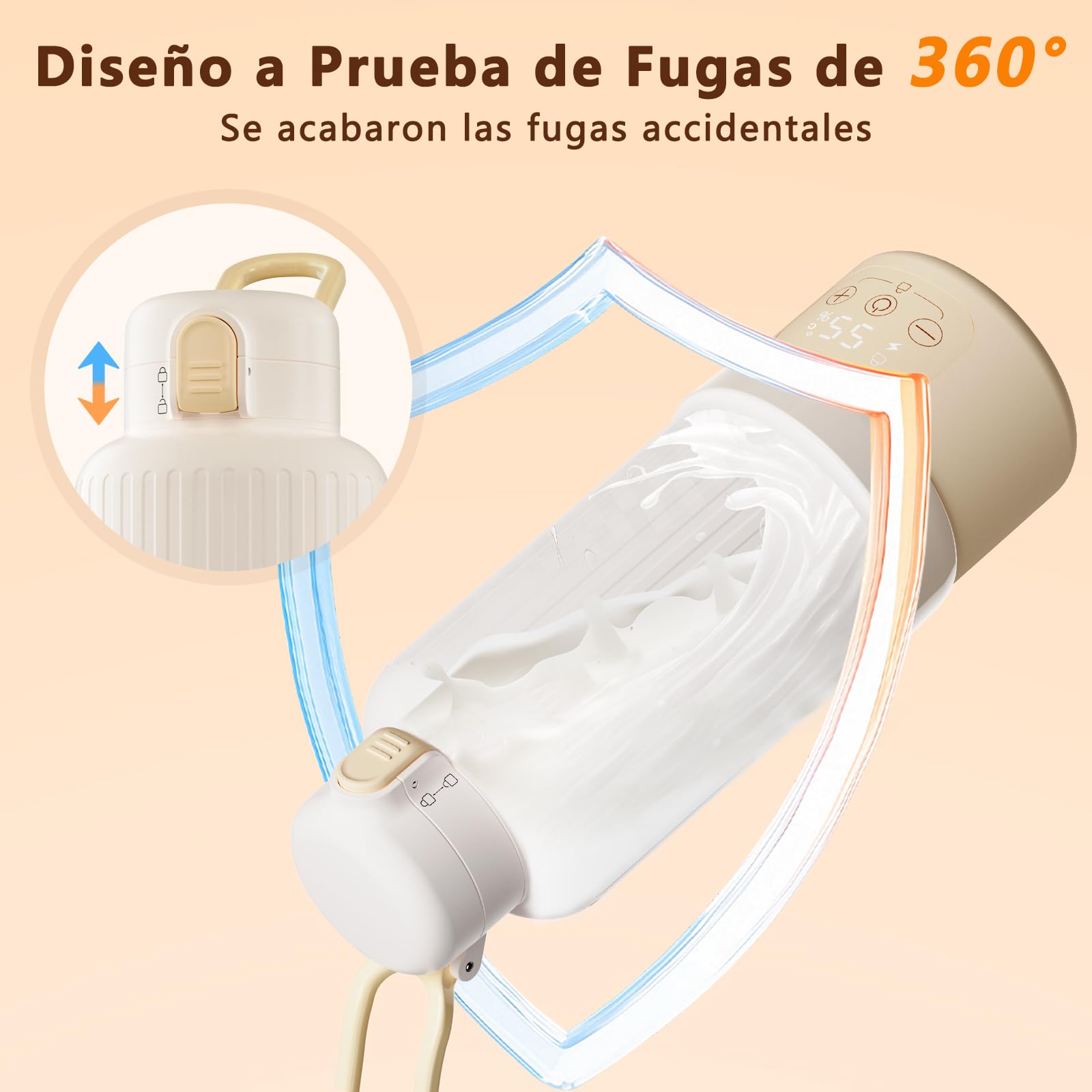 Calienta Biberones Portátil para Viaje, Gran Capacidad de 500 ml Calentador Biberones Portátil para Leche Materna y Agua, Calentamiento Rápido, Batería de Larga Duración