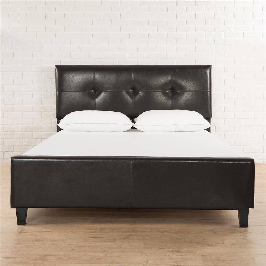 Zinus Tufted Faux Leather Upholstered Platform Bed With Footboard And Wooden Slats Queen Espresso Buy Online At Best Price In Uae Amazon Ae