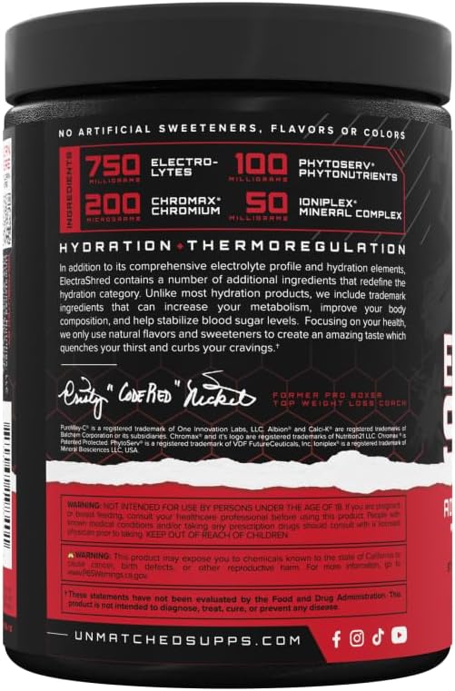 Unmatched Electrashred Advanced Hydration Formula | Non Stim Electrolyte Powder | Enhanced Performance | Natural Flavors & Sweeteners | 50 Servings (Knockout Punch)