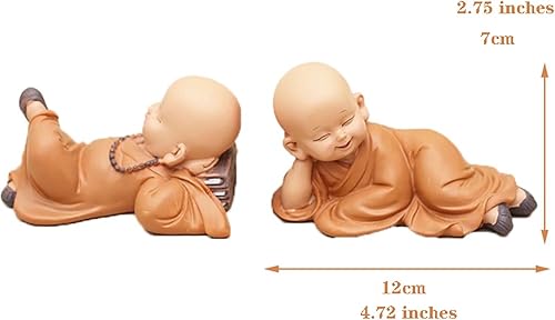 Miniatura 2 de Bonita estatua de Buda monje, estatua creativa de Buda de resina, estatuas de Buda meditadoras decorativas hechas a mano, adornos zen para
