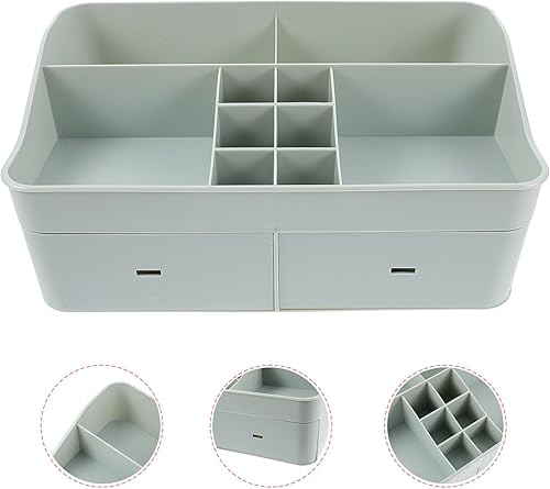 Miniatura 9 de Cabilock Organizador de maquillaje para encimera de baño, estante de almacenamiento de plástico, soporte para brochas de maquillaje, organizador de