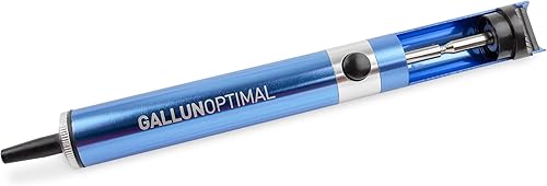 GALLUNoptimal GOELPM Bomba de desoldación profesional, carcasa totalmente metálica en azul con punta de teflón ESD y alta potencia de succión